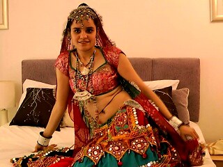 Indian College Girl in Gujarati Garba Dress Solo Show